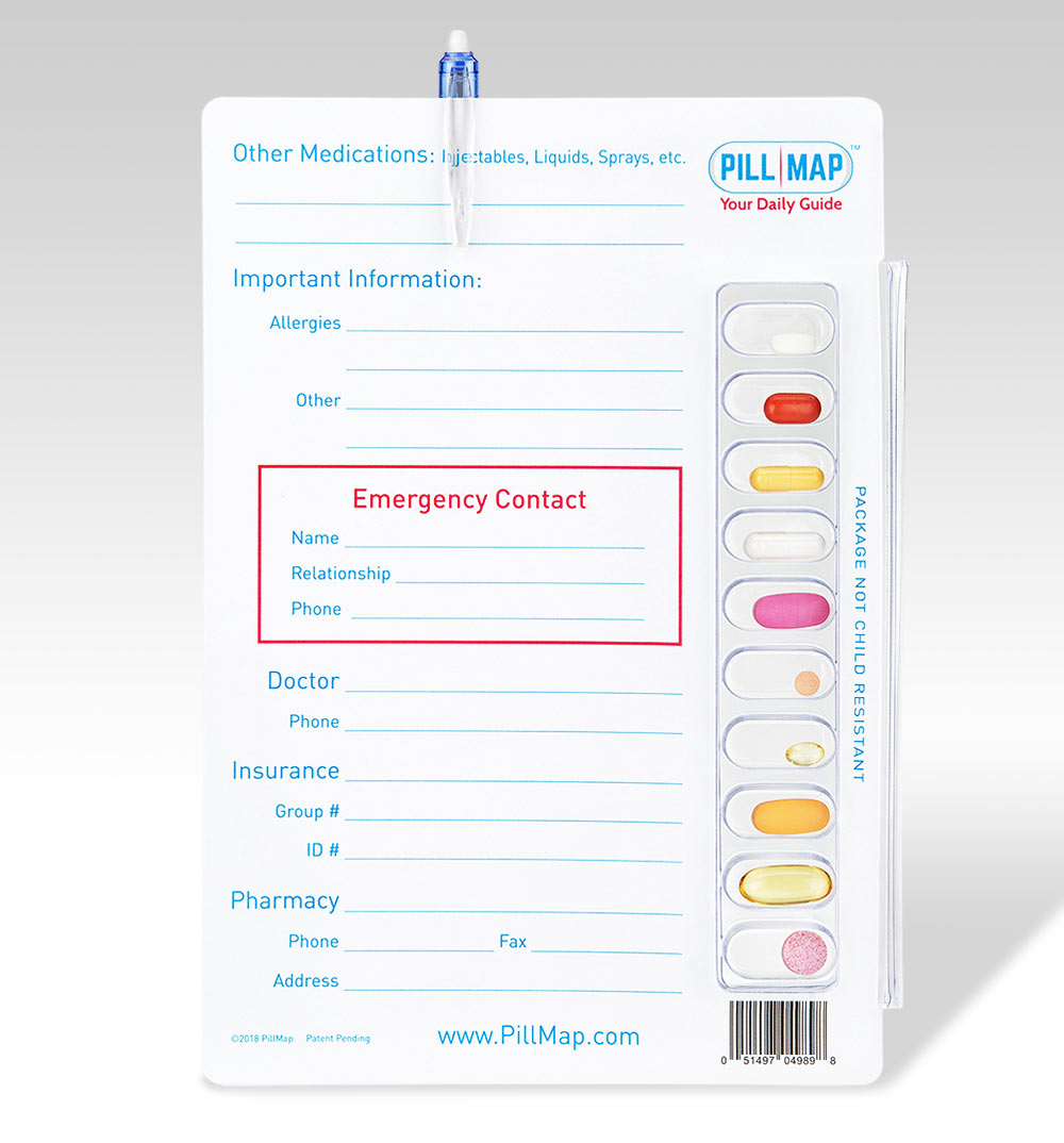 PillMap with Erasable Pen back side blank
